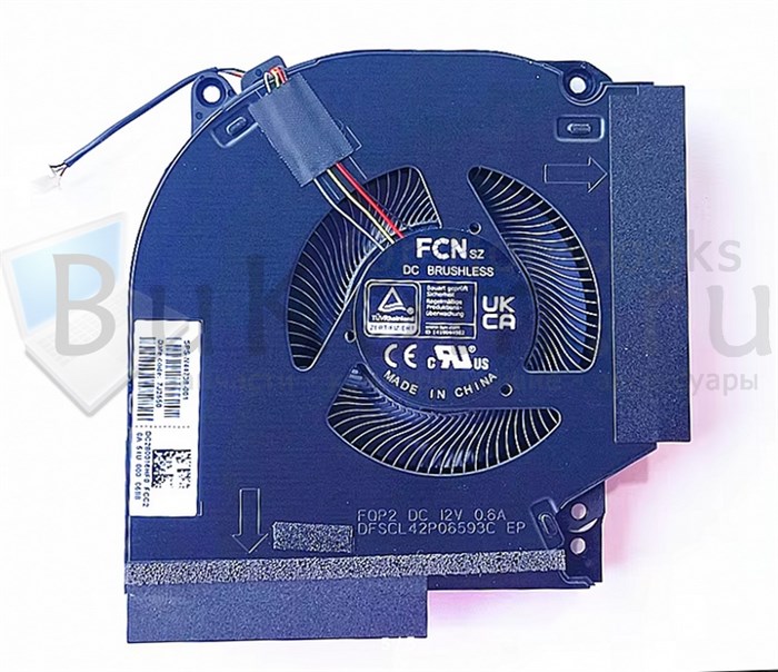 Вентилятор (DC12V!!!) ОРИГИНАЛ FCN Версия 1 (GPU) для HP Victus 16 16-R 16-S 16-W 16-AE 2023 TPN-C169 TPN-C170 | HP OMEN 16-DW 16-DX 16-WD 16-XD серии Sunon MG75091V1-C180-S9A FCN DFSCL42P06593C FQP2 DC12V 0.6A (4pin) n44738-001 - фото 26073