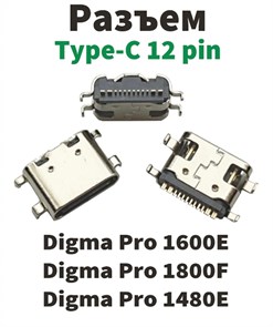 Разъем питания Type-C Digma Pro 1600E, Digma Pro 1800F, Digma Pro 1480E (12pin)